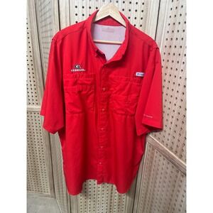 Columbia PFG Georgia Bulldogs Mens Red Short Sleeve Fishing Shirt Omni-Shade